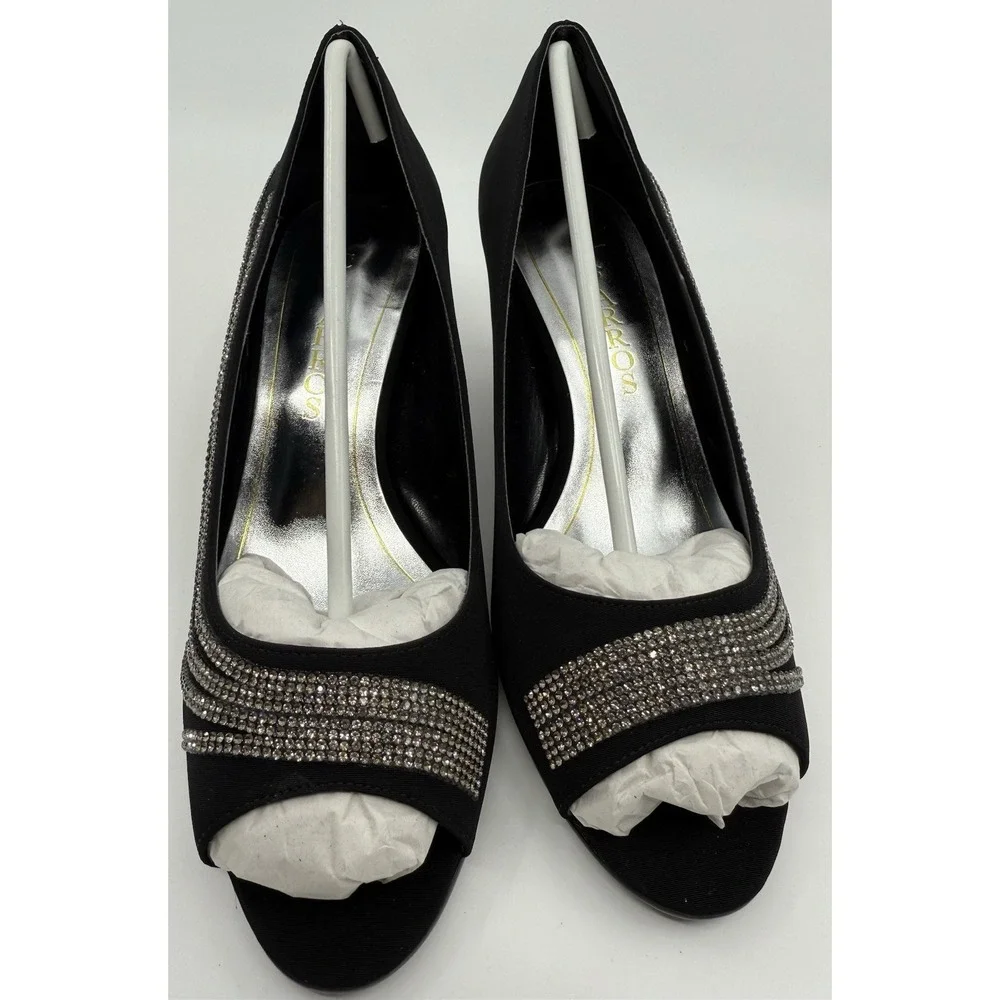 Caparros Shoes Ladies Dress Shoes‎ Black Rhinestone Faille Platforms Sz 8.5 NIB